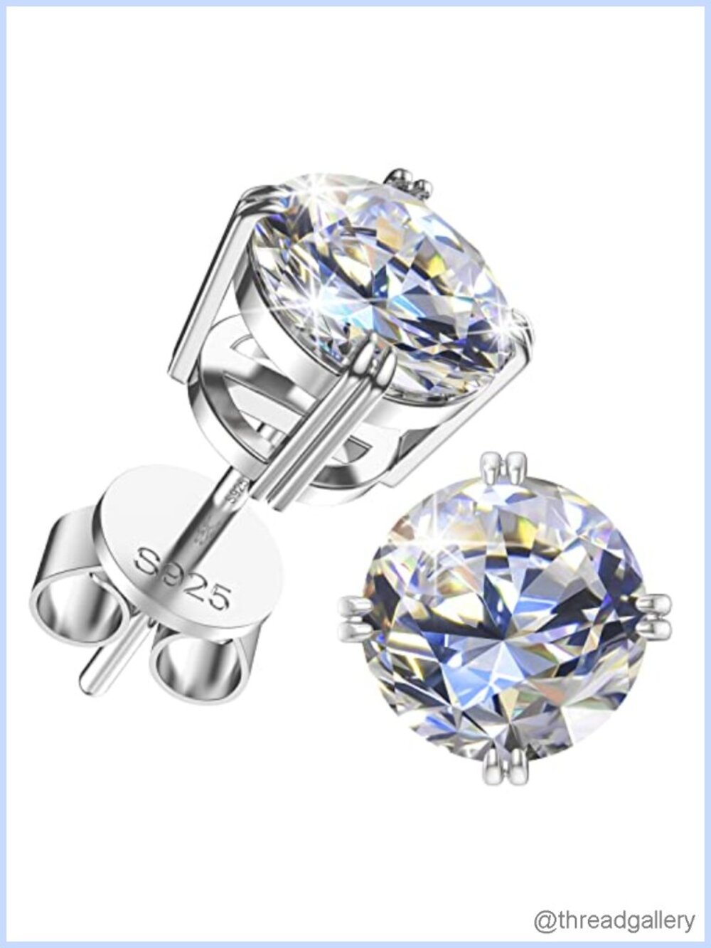 Moissanite Stud Earrings 18k White Gold & Sterling Silver Screw Back